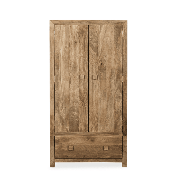 Oak Stain Dakota Mango Wood Double Wardrobe - In Stock