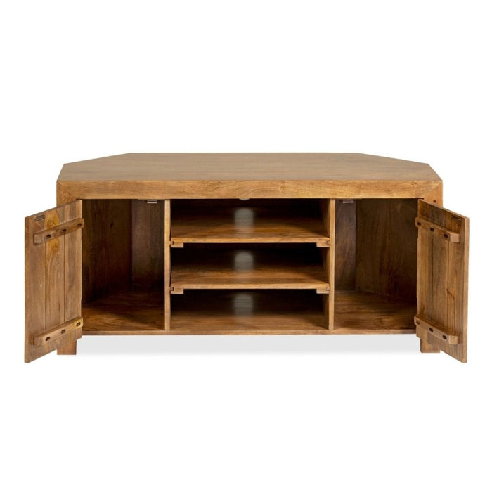 Oak Stain Dakota Mango Wood 120cm Corner TV Unit - Due 23rd September