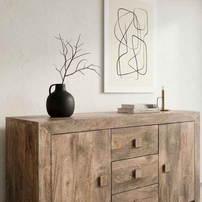 Oak Stain Dakota Mango Wood 135cm Sideboard - In Stock