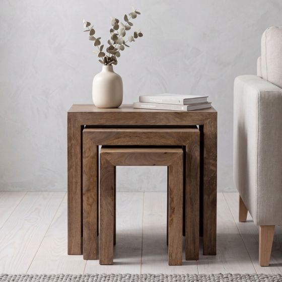 Acre & Artisan Oak Stain Solid Wood Chunky Nest