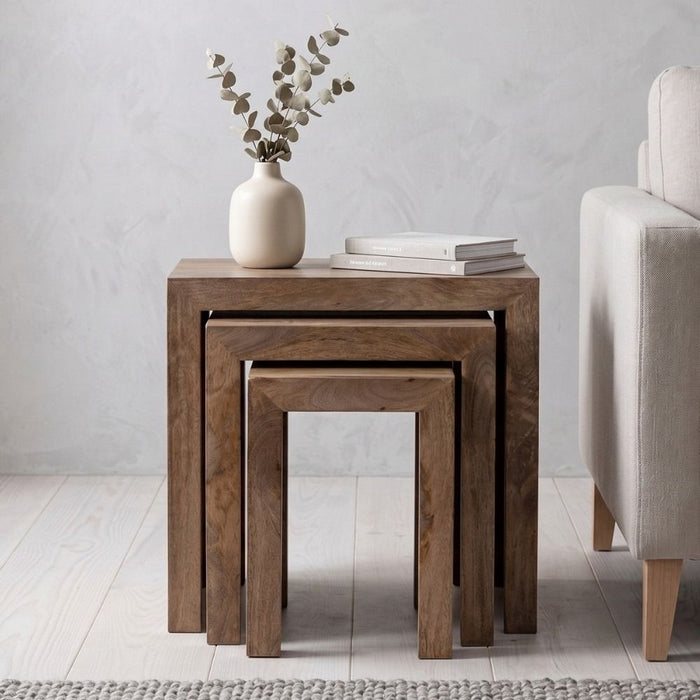 Oak Stain Dakota Mango Wood Chunky Nest - In Stock