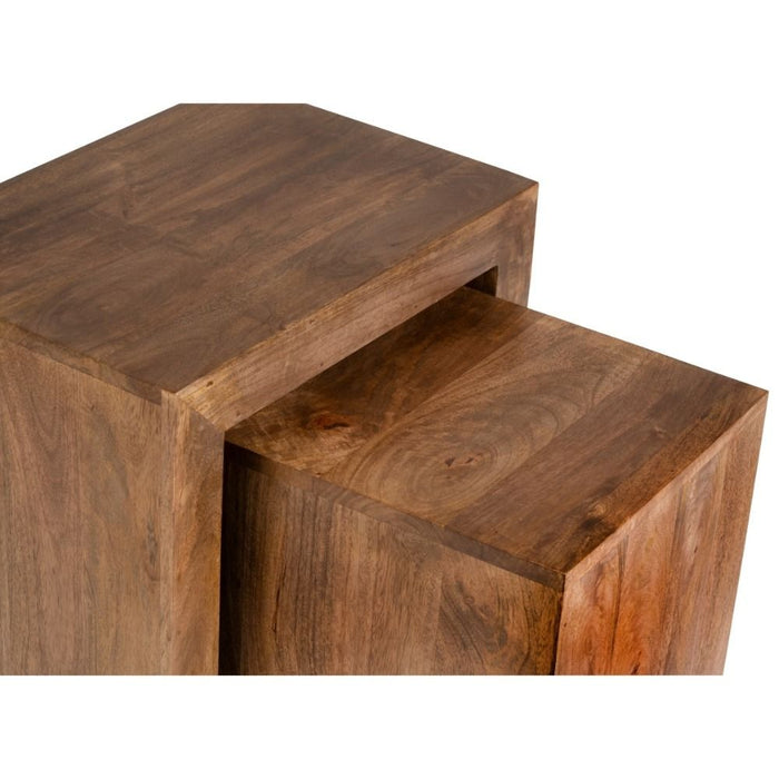 Oak Stain Dakota Mango Wood Cube Nest - In Stock