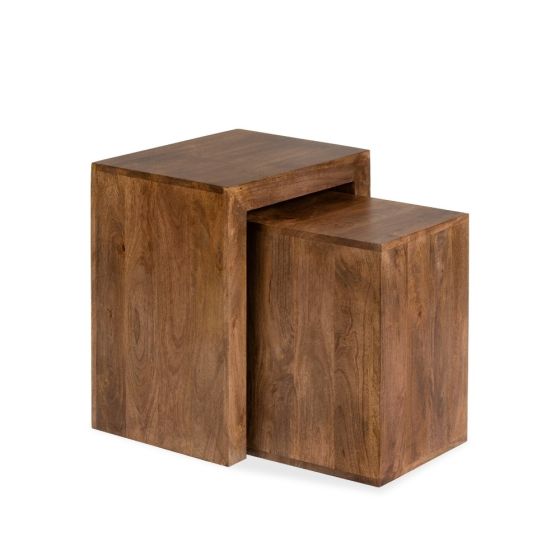 Acre & Artisan Oak Stain Solid Wood Cube Nest