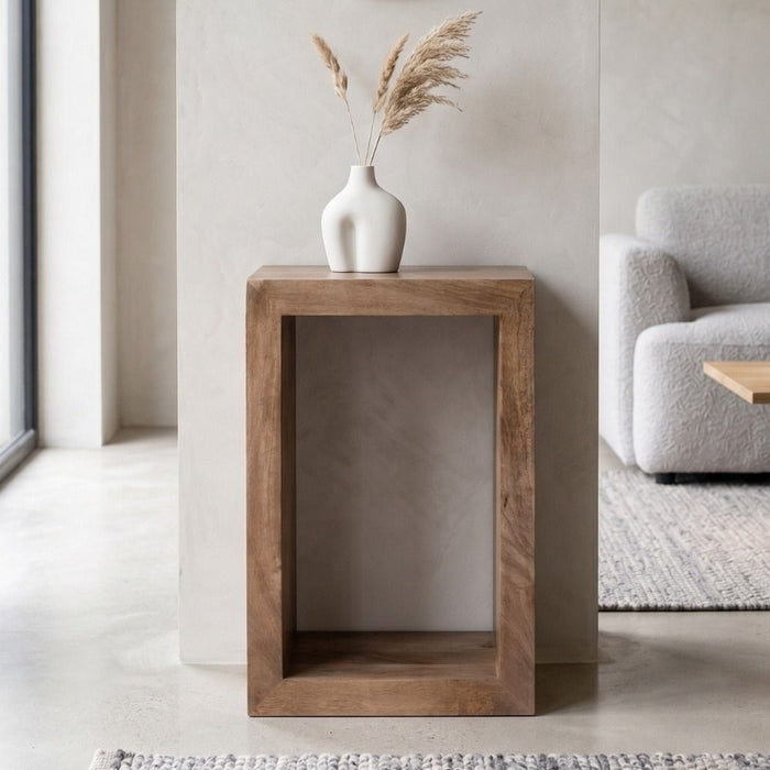 Oak Stain Dakota Mango Wood Rectangular Cube - In Stock