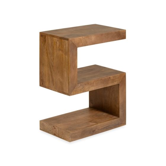 Acre & Artisan Light Solid Wood S Shaped Side Table
