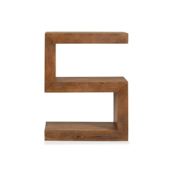 Acre & Artisan Light Solid Wood S Shaped Side Table