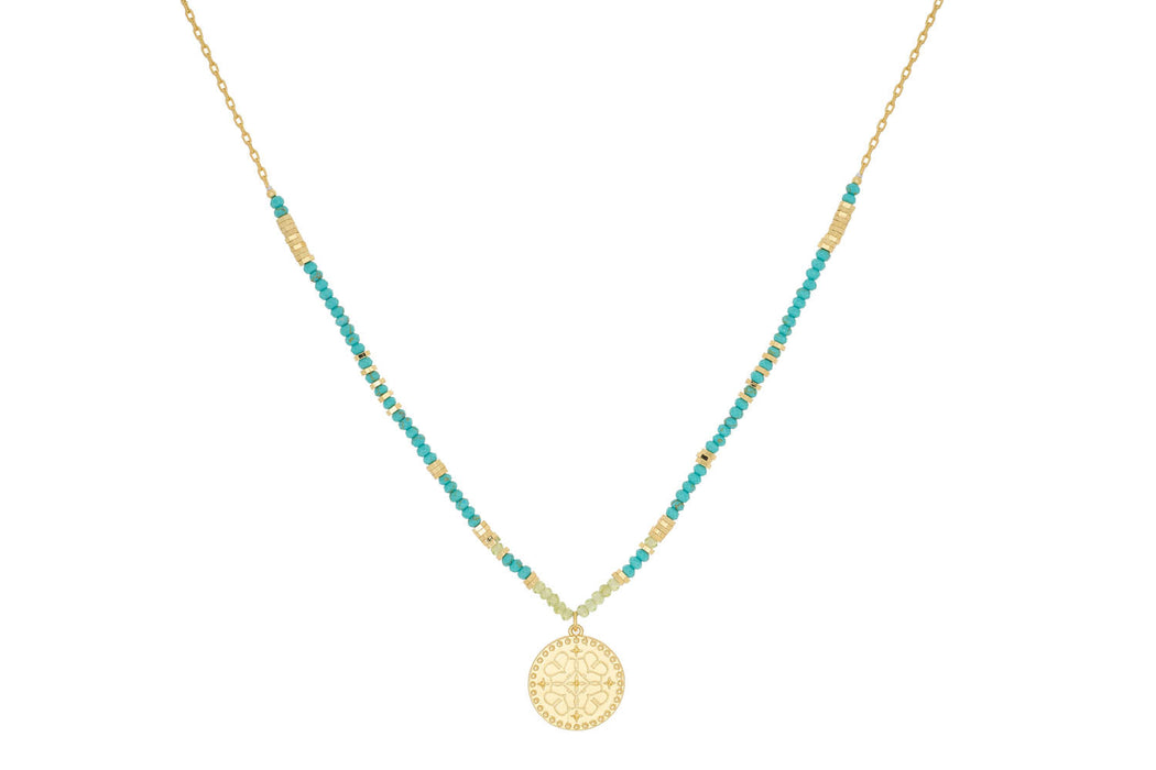 Odin Gold Peridot and Turquoise Necklace