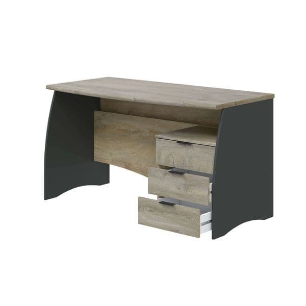 Oak and Grey Large Desk With Drawers