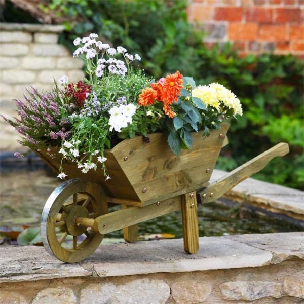 The Vintage Timber Wheelbarrow Planter