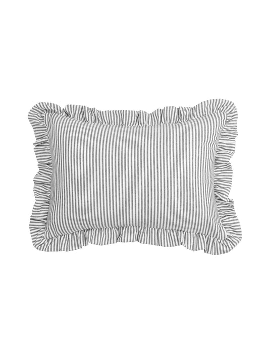 Ruffle Cushion in Black and White Stripe - Lumbar