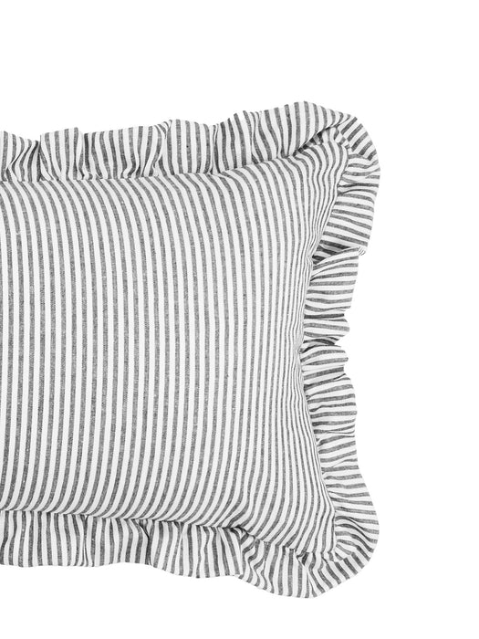 Ruffle Cushion in Black and White Stripe - Lumbar