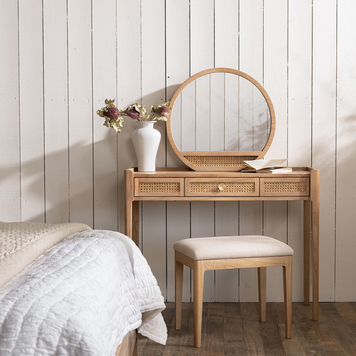 Palm Rattan Contemporary Dressing Table with Mirror