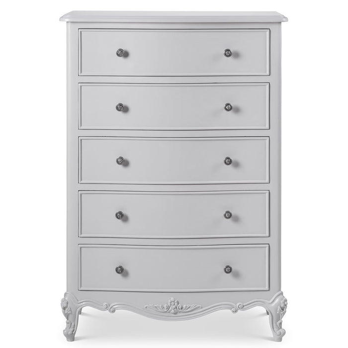 Parisian Grey French Style 5 Drawer Tallboy