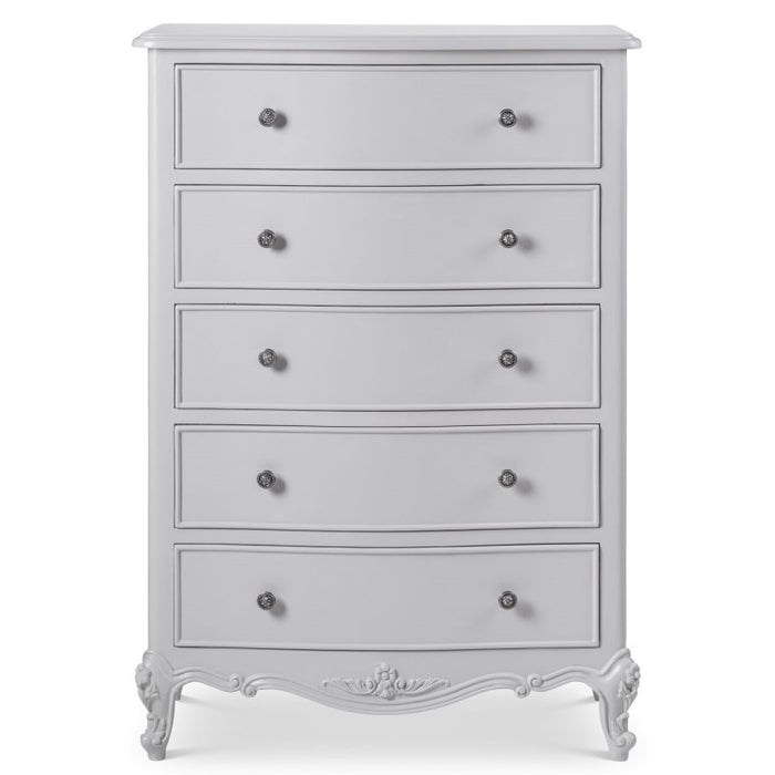 Parisian Grey French Style 5 Drawer Tallboy