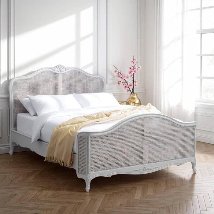 Parisian Grey French Inspired Rattan Bed