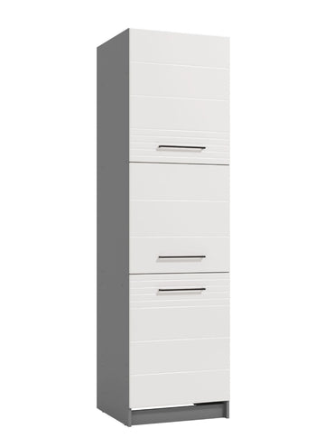 Amos Mann White High Gloss And Grey 60cm Tall Kitchen Larder Unit Pantry Cupboard
