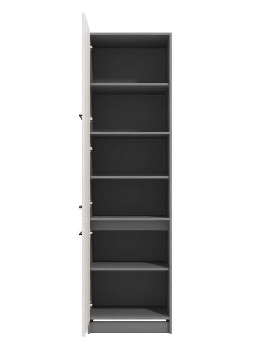 White High Gloss & Grey 60cm Tall Kitchen Larder Unit Pantry Cupboard
