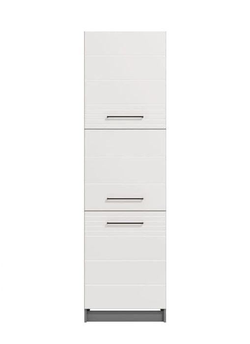 White High Gloss & Grey 60cm Tall Kitchen Larder Unit Pantry Cupboard