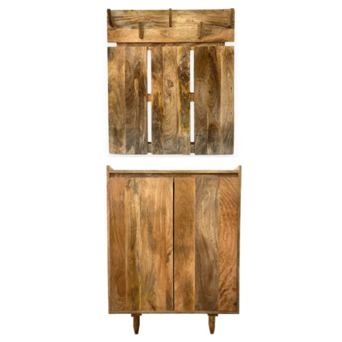 Scandi Mango 78cm Shoe Cupboard & Coat Hook - In Stock