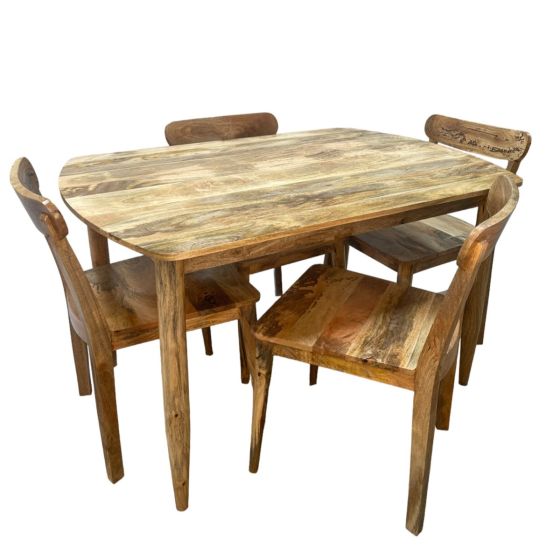 Acre & Artisan Scandi Mango 130Cm Dining Table 4 Scandi Mango Dining Chairs