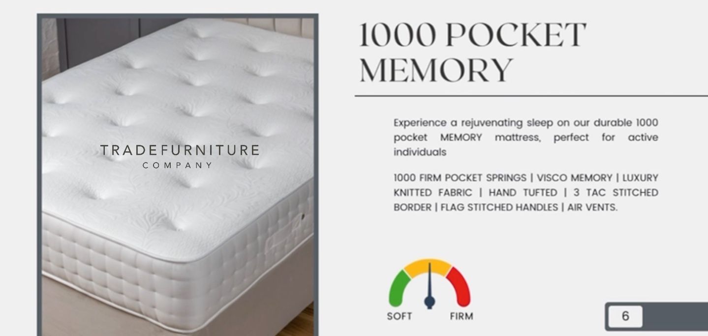1000 Pocket Memory Mattress 4 Sizes