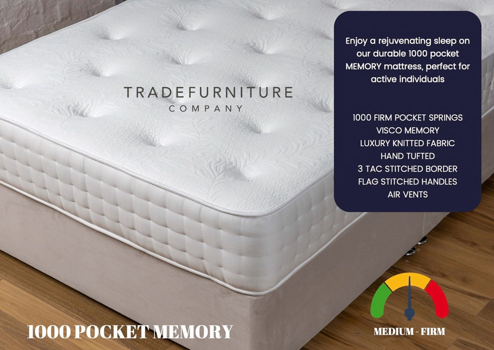 1000 Pocket Memory Mattress 4 Sizes