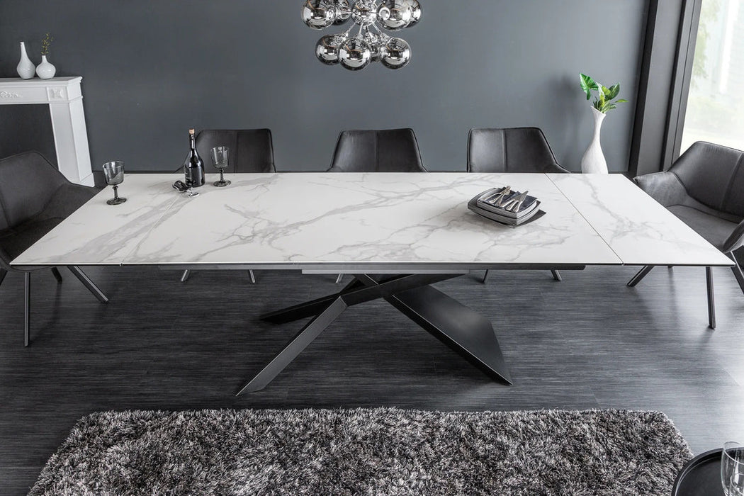 Extendable Dining Table Galactic 180-220-260cm Ceramic White Marble Look