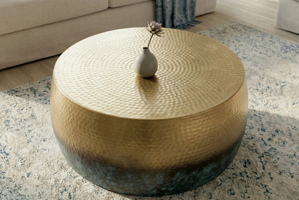 Round Coffee Table Orient 60cm Gold Blue