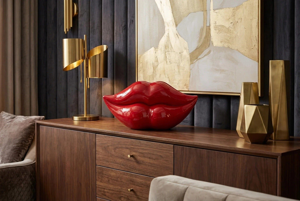 Decorative Vase Lip 56cm Polyresin Red