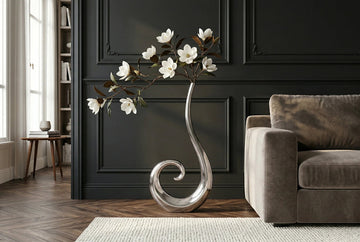 Vase Wave 106cm Metal Silver