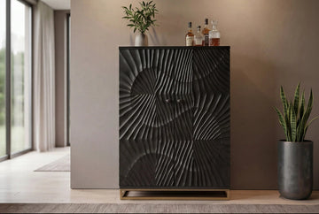 Bar Cabinet Fossil 141cm Mango Wood Black