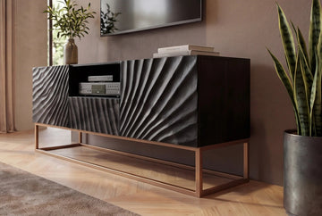 TV Stand Fossil 160cm Mango Wood Black