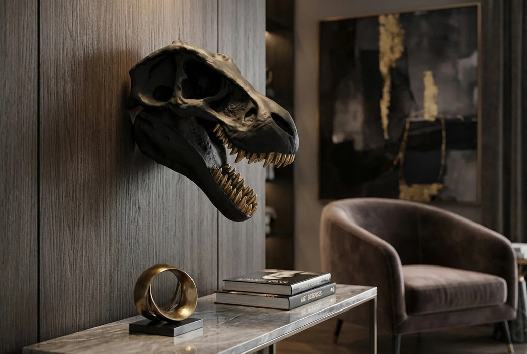 Decorative Skull T-Rex 35cm Polyresin Black