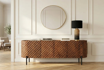 TV Stand Adlon 160cm Mango Wood Brown 3D Effect