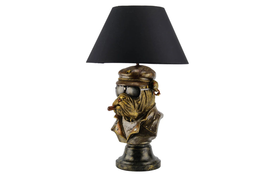 Table Lamp Bulldog 55cm Polyresin Brass