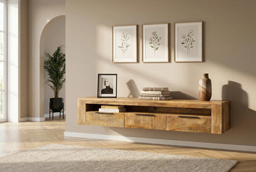 Floating TV Stand Blacksmith 160cm Mango Wood Natural