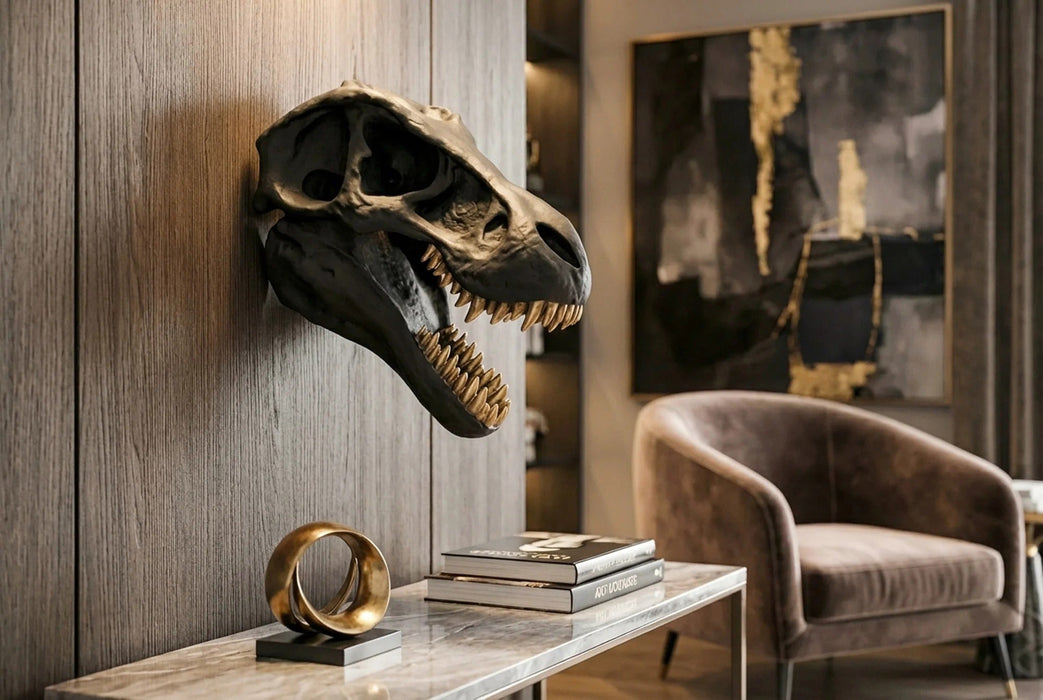 Decorative Skull T-Rex 35cm Polyresin Black