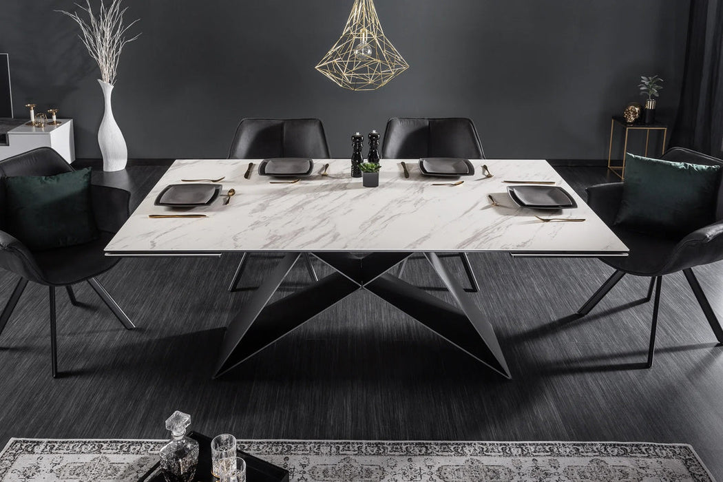 Extendable Dining Table Mercury 180-220-260cm Ceramic Marble Look