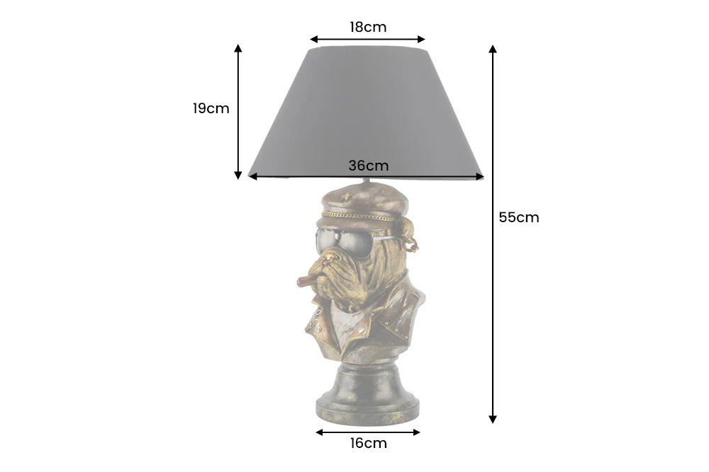 Table Lamp Bulldog 55cm Polyresin Brass