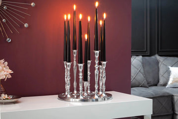 Candlestick Baroque 30cm Metal Silver 9-Flame
