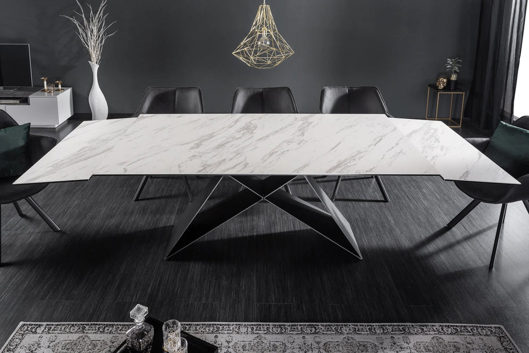Extendable Dining Table Mercury 180-220-260cm Ceramic Marble Look
