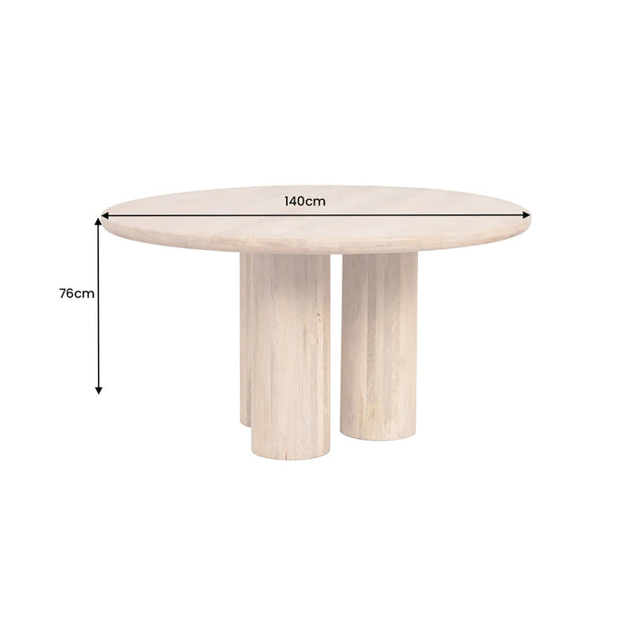 Round Dining Table Margo 140cm Mango Wood Natural