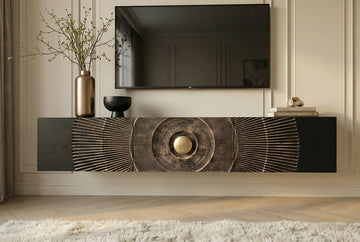 Floating TV Stand Golden Eye 160cm Mango Wood Black