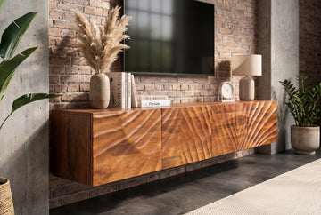 Floating TV Stand Fossil 200cm Mango Wood Brown