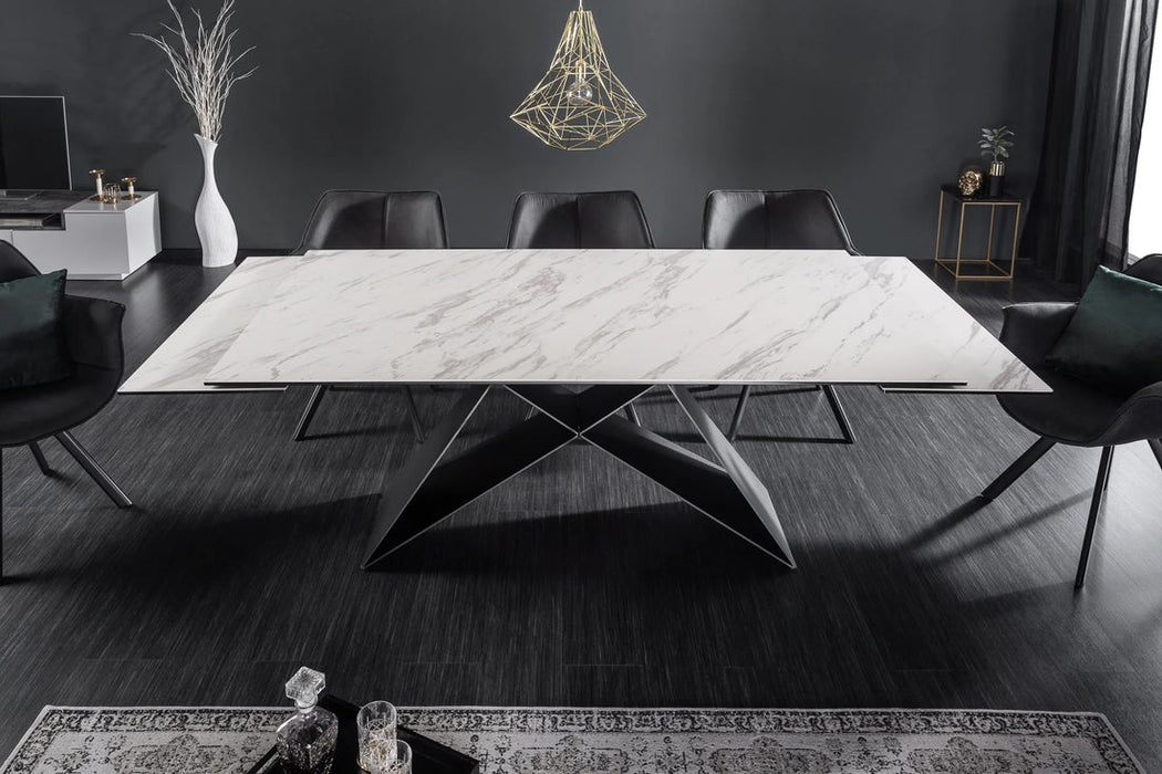 Extendable Dining Table Mercury 180-220-260cm Ceramic Marble Look