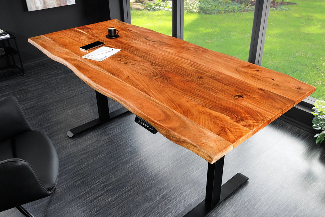 Height-Adjustable Desk Monolith 140cm Acacia Wood Natural