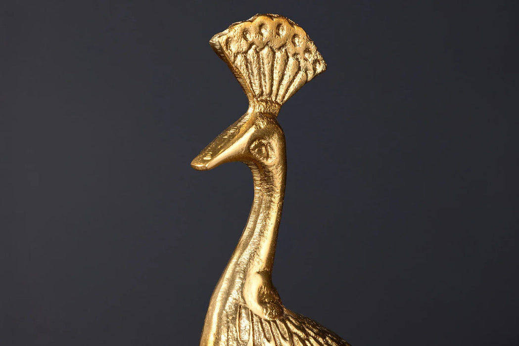Decorative Platter Peacock 37cm Metal Gold