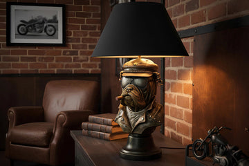Table Lamp Bulldog 55cm Polyresin Brass