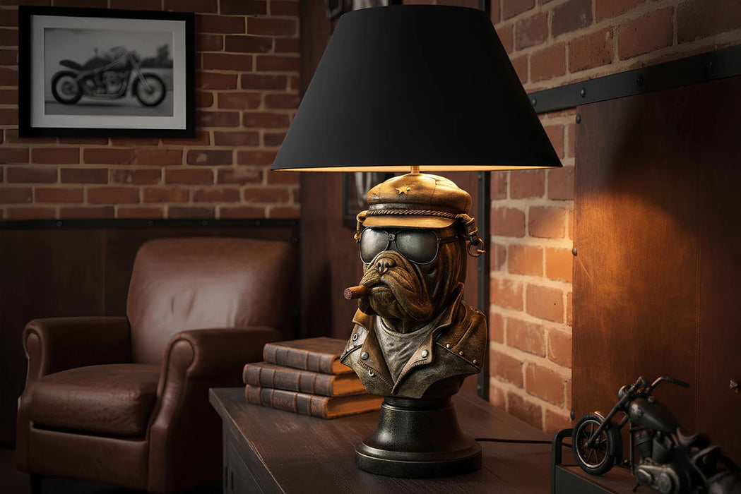 Table Lamp Bulldog 55cm Polyresin Brass