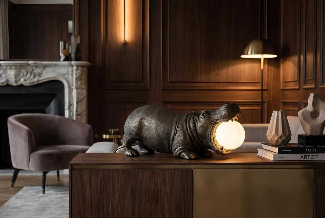 Table Lamp Hippo 45cm Polyresin Black